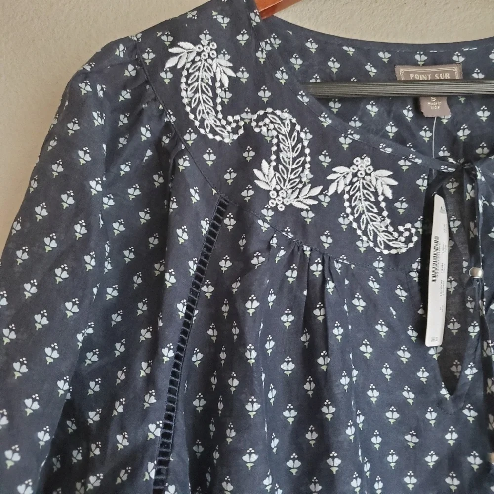 Point Sur Embroidered Peasant Blouse size S NWT